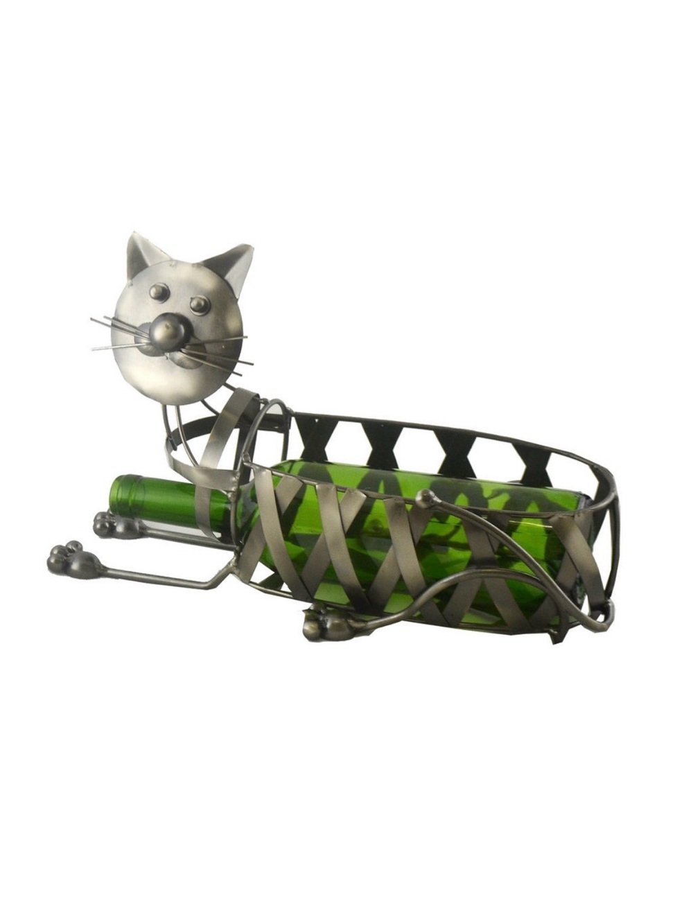 NWT: Wrought Iron Cat Themed decorative Wine Bottle Holder
